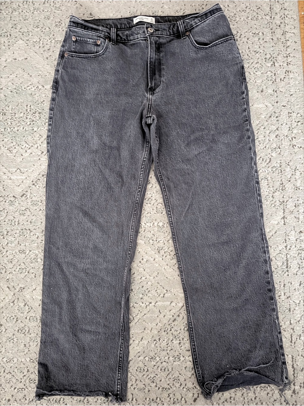 Abercrombie & Fitch Curve Love Baggy Low Rise Gray Wide-Leg Jeans